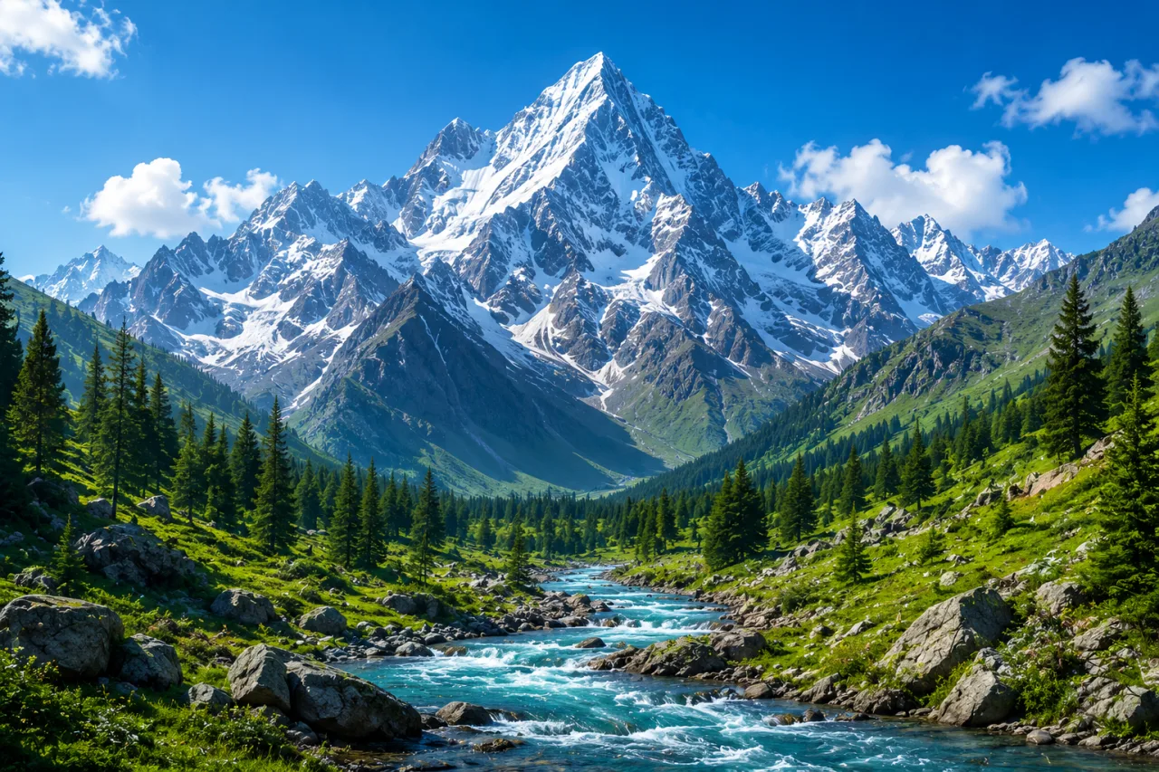 Majestic Snow Mountain Landscape | Ultra HD Nature AI Image