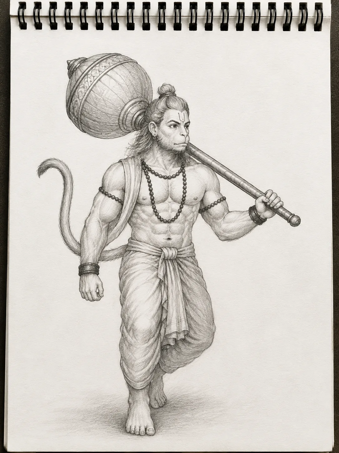 Lord Hanuman – Hyperrealistic Hand-Drawn Graphite Pencil Sketch