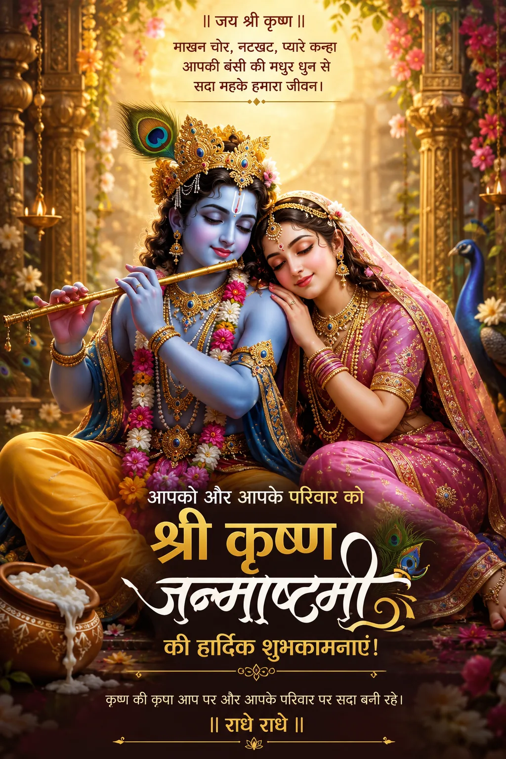 Beautiful Radha Krishna Devotional Artwork for Janmashtami
