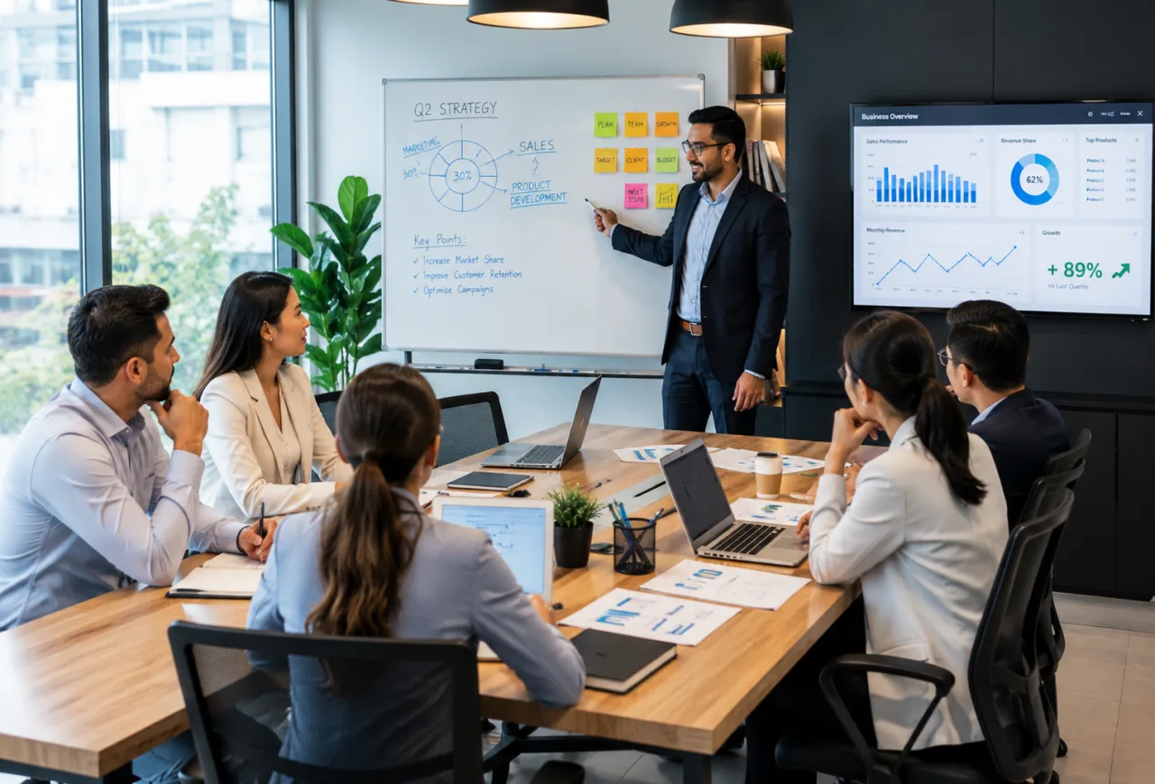 Business Presentation in Modern Conference Room | AI Business Image