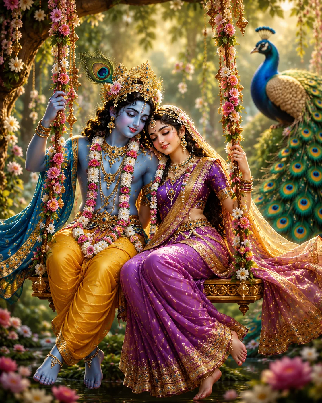 Radha Krishna Romantic Devotional Digital Art