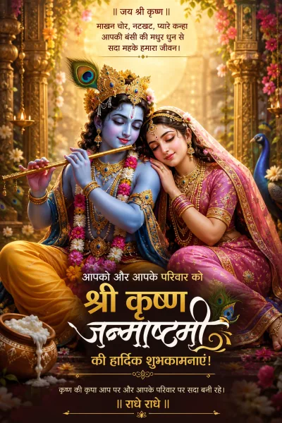 Beautiful Radha Krishna Devotional Artwork for Janmashtami