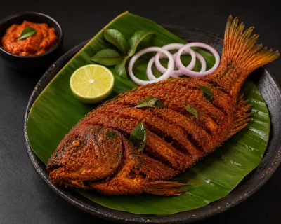 Crispy Pomfret Fish Fry with Spicy Masala | AI Food Image